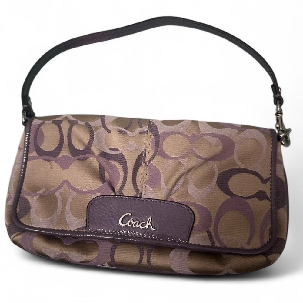 Coach Tan and Purple Shoulder Bag